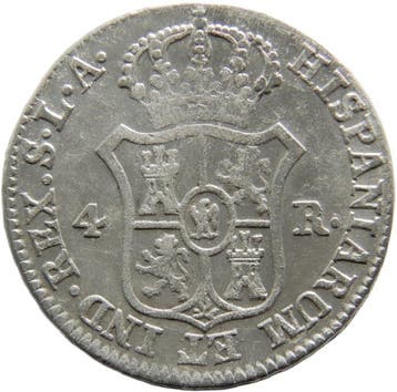 Spanje. Jose Napoleón. 4 Reales Acuñados en Sevilla en