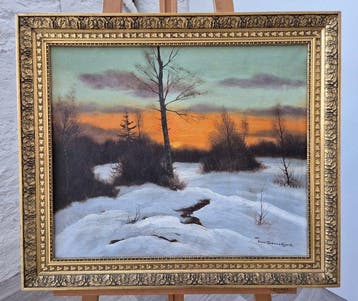 Finn Dannerfjord (1941) - Winterlandschaft mit Birke und