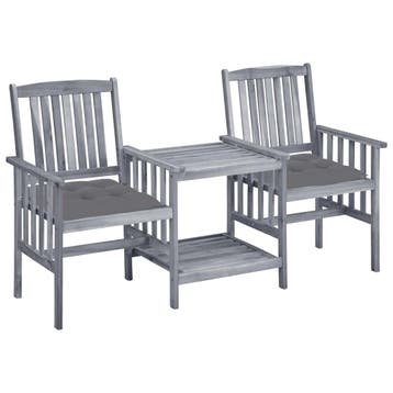 vidaXL Tuinstoelen met tafeltje en kussens massief, Verzenden, Nieuw