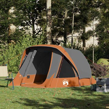vidaXL Tent 4-persoons waterdicht grijs en oranje, Verzenden