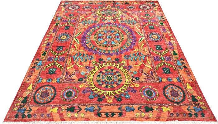 Afghan, Ziegler Kazak, Handgeknoopt Suzani uniek designer, Huis en Inrichting, Stoffering | Tapijten en Vloerkleden