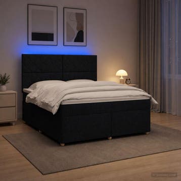 vidaXL Boxspringbed met matras met hoofdeinde Zwart 160 x, Verzenden, Nieuw