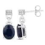 Oorbellen - 14 karaat Witgoud - 5.14ct. tw. Saffier -