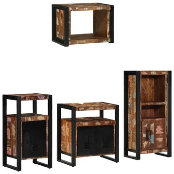 vidaXL Badkamermeubel Set met lade 4 pcs Massief, Huis en Inrichting, Badkamer | Badkamermeubels, Verzenden, Nieuw