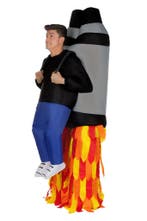 KIMU® Opblaas Kostuum Raket Opblaasbaar pak Mascotte Opblaas, Ophalen of Verzenden, Nieuw