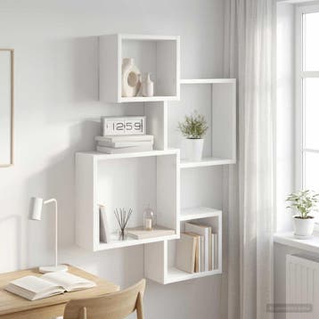 vidaXL Wand Kubus Planken Muurmontage Wit 64 x 13,5 x 91,5, Verzenden, Nieuw