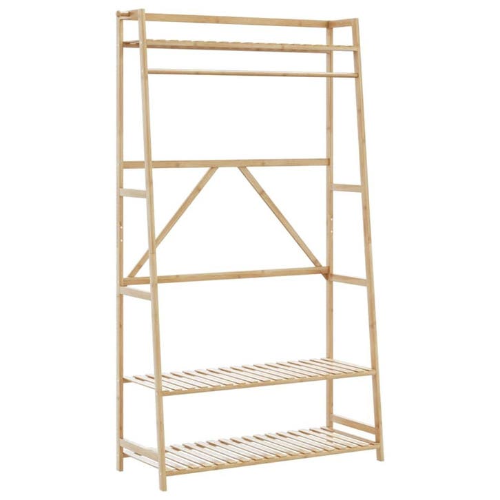 vidaXL Kledingrek met schappen 110x40x180 cm bamboe, Maison & Meubles, Armoires | Penderies & Garde-robes, Envoi