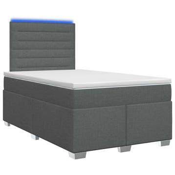 vidaXL Boxspringbed met matras Donkergrijs 120 x 190 cm Stof, Verzenden