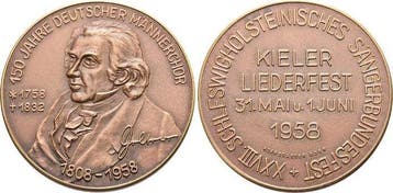 Cu-medaille 1958 Schleswig-holstein Kiel, Stadt, Verzenden