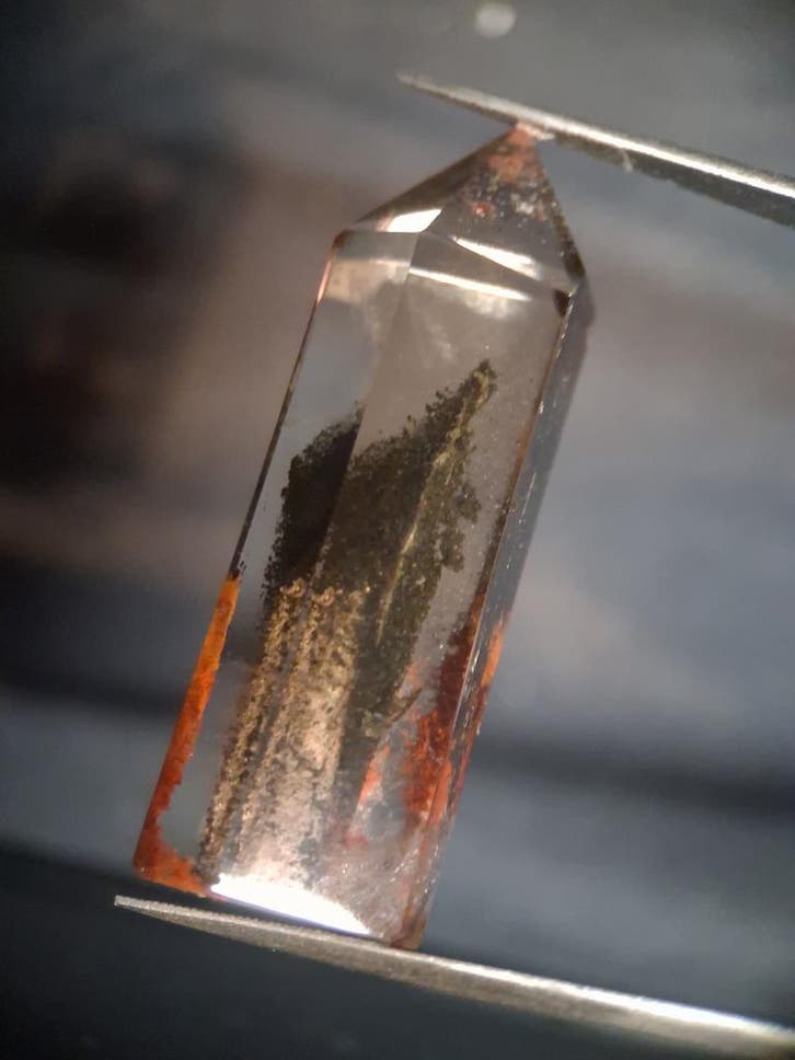 Crystal point of Phantom Quartz - multicolored scenic - hexa, Handtassen en Accessoires, Overige Accessoires, Nieuw, Verzenden