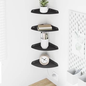 vidaXL Zwevende plank met plank met opslag 4 pcs Zwart 18 x, Verzenden