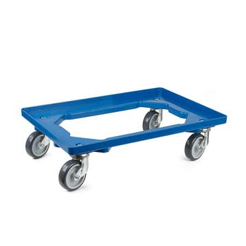 Dolly 60x40x15 blauw met 4 rubberen zwenkwielen nieuw, Ophalen of Verzenden