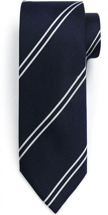 Suitable Stropdas Zijde Double Stripe Navy maat  Heren, Kleding | Heren, Stropdassen, Verzenden, Nieuw, Blauw, Suitable