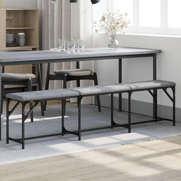 vidaXL Eetkamerbank 186x32x45 cm staal en stof lichtgrijs, Verzenden, Nieuw