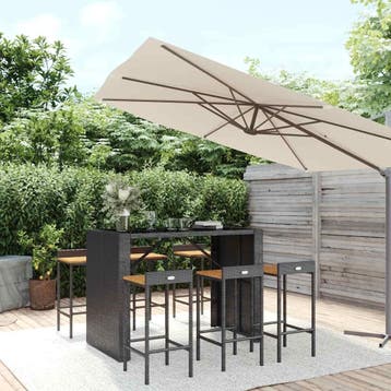 vidaXL 7-delige Tuinbarset poly rattan en massief acaciahout, Verzenden