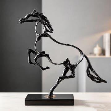 Beeld, Galloping Steed - 31 cm - Metaal, Marmer, Antiek en Kunst