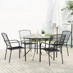 vidaXL 5-delige Tuinset stapelbaar gepoedercoat staal, Verzenden, Nieuw, Tuinset