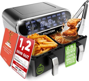 Dubbele Airfryer - XXL - Heteluchtfriteuse - 8L - 2400W - Zw, Electroménager, Friteuses à air, Verzenden