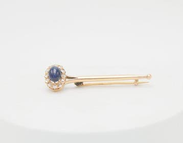 Broche - 14 carats Or rose Diamant (Naturelle) - Saphir