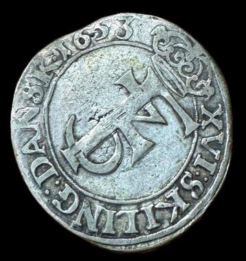 Noorwegen. Frederik III. 16 Skilling 1653, Timbres & Monnaies
