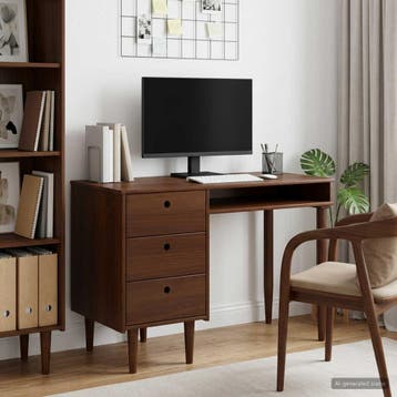 vidaXL Bureau BILBAO Donker karamel 114 x 53 x 75 cm, Verzenden