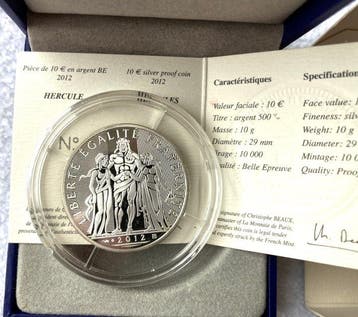 Frankrijk. 10 Euro 2012 Hercule Proof (Zonder, Timbres & Monnaies