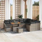 vidaXL Tuinbank Set met kussen 12 pcs Grijs poly rattan, Verzenden, Nieuw