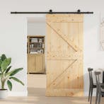 vidaXL Schuifdeur NARVIK Naturel en Zwart 100 x 210 cm, Doe-het-zelf en Bouw, Verzenden, Nieuw