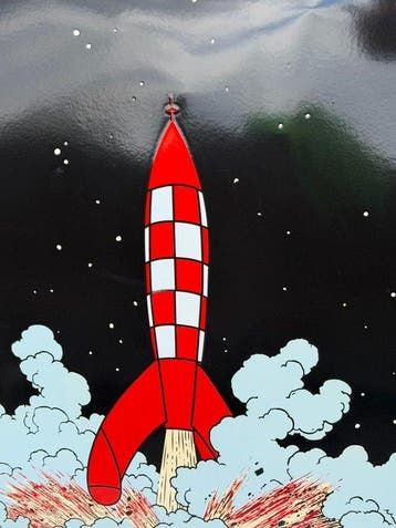 Tintin - 1 Geëmailleerde plaat Tintin: de raket die, Nieuw