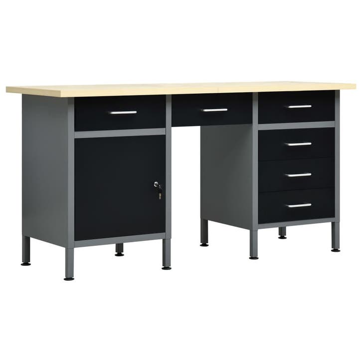 vidaXL Werkbank 160x60x85 cm staal zwart, Doe-het-zelf en Bouw, Werkbanken, Nieuw, Verzenden