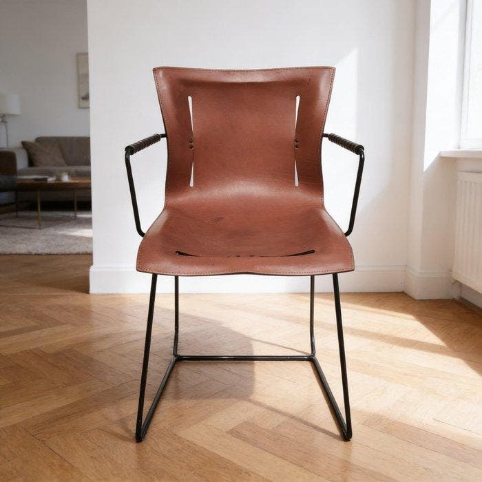 Walter Knoll - Chaise - Cuoio - Cuir, Acier, Antiek en Kunst, Antiek | Meubels | Stoelen en Sofa's