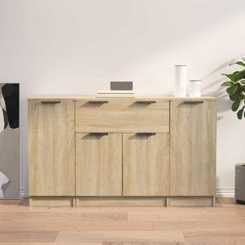 vidaXL Dressoirs 3 st bewerkt hout sonoma eiken, Verzenden, Nieuw