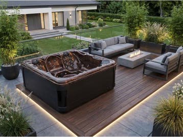 Veiling - Spa met Waterjets 230x230cm-Bruin/zwarte zijkant i
