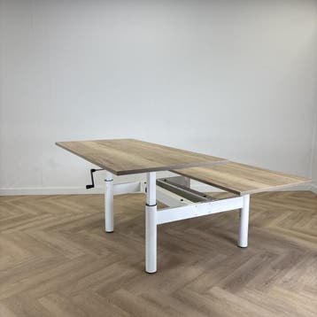 Gispen duo slingerbureau, 160x80 cm, natuur eiken - wit, Gebruikt