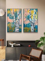 Jana Noldin - Birches in golden atmosphere ( Dittico 80 x 60