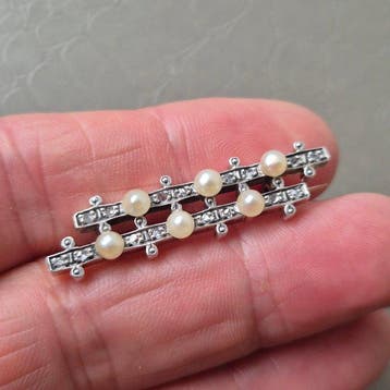 Zonder minimumprijs - Broche - 18 karaat Roségoud, Zilver -