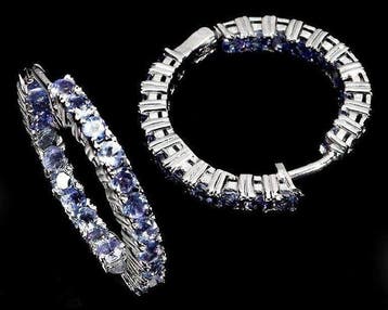 Sans prix de réserve - Boucles doreilles Argent Tanzanite