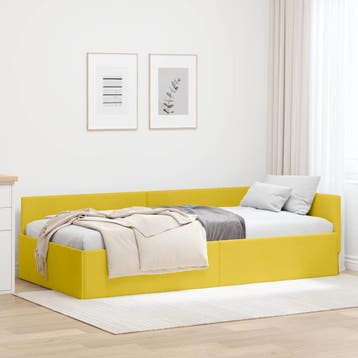 vidaXL Hoek Bed Frame Geel 100 x 200 cm fluweel, Verzenden