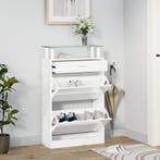 vidaXL Schoenenkast 63x24x104 cm bewerkt hout hoogglans wit, Verzenden, Nieuw