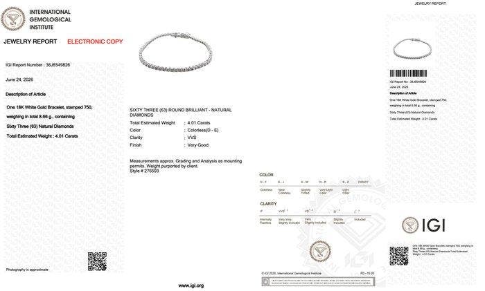 Armband - 18 karaat Witgoud - 4.01ct. tw. Diamant, Bijoux, Sacs & Beauté, Bracelets