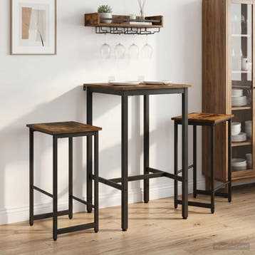 vidaXL Barkruk 2 st Gerookt eiken 40 x 32 x 64 cm Bewerkt, Verzenden, Nieuw