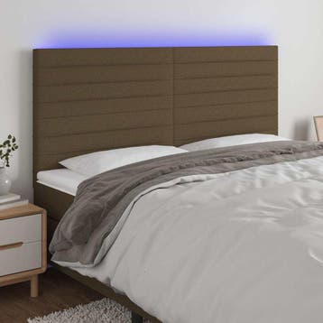 vidaXL Hoofdbord LED 200x5x118/128 cm stof donkerbruin, Verzenden