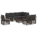 vidaXL Tuinbank Set 9 pcs Grijs poly rattan, Verzenden