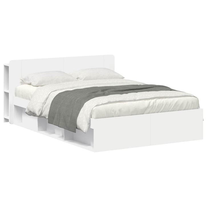 vidaXL Bedombouw met opslag Wit 160 x 200 cm Bewerkt hout, Maison & Meubles, Chambre à coucher | Lits, Envoi