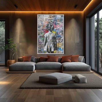 Dine Chanima (XX-XXI) - (XXL) Giant Gritty Girl Graffiti, Antiquités & Art, Art | Peinture | Moderne