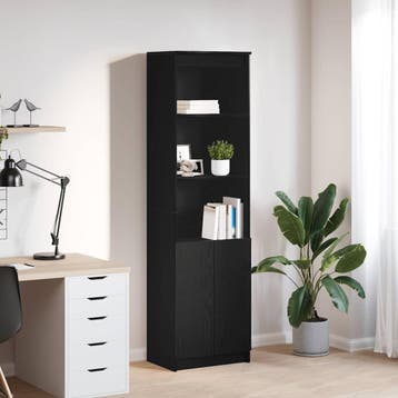 vidaXL Highboard 50x35x180 cm spaanplaat zwart eikenkleurig, Maison & Meubles, Armoires | Dressoirs, Verzenden
