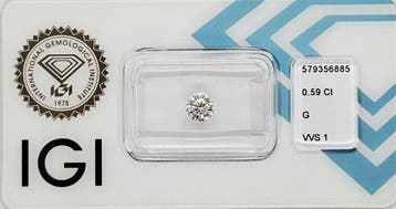 1 pcs Diamant (Natuurlijk) - 0.59 ct - Rond - G - VVS1 -, Nieuw
