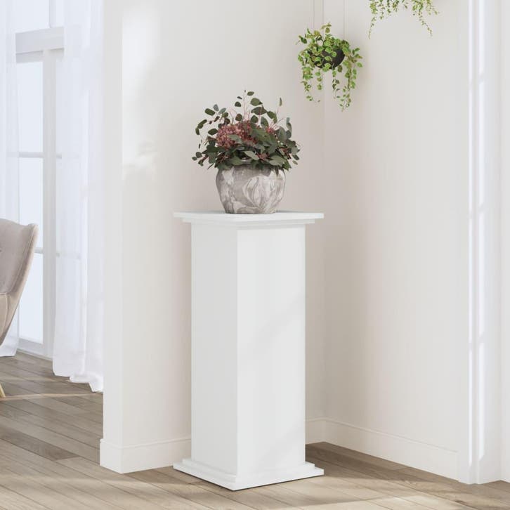 vidaXL Plantenstandaard 33x33x80 cm bewerkt hout wit, Tuin en Terras, Bloembakken en Plantenbakken, Nieuw, Verzenden