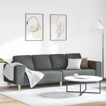 vidaXL Woonkamerbank Donkergrijs 250 x 77 x 76 cm Polyester, Verzenden, Nieuw