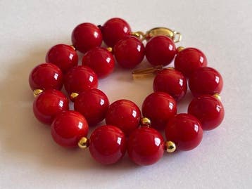 18 karaat (750) goud - rode koraal - Armband